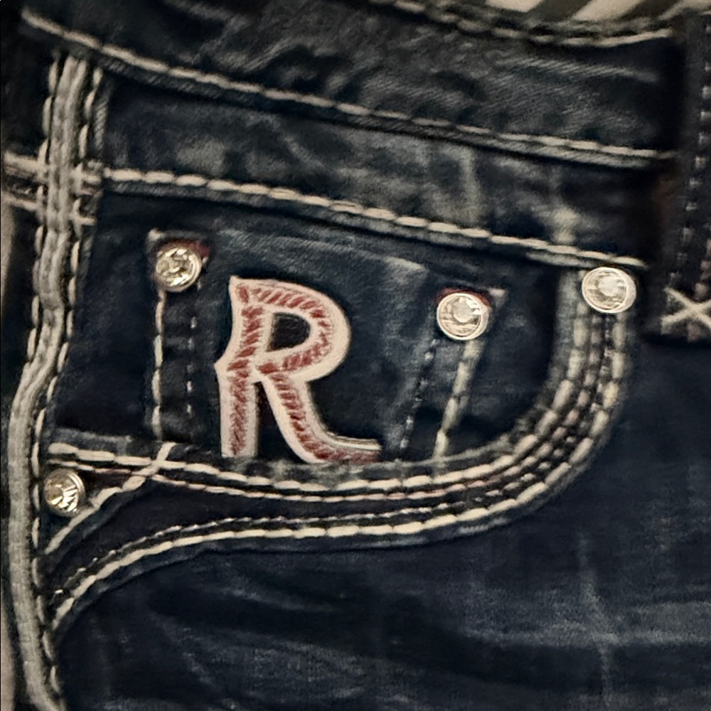 Rock Revival Dark Blue Boot Cut Jeans with Embroidery - Picture 9 of 9